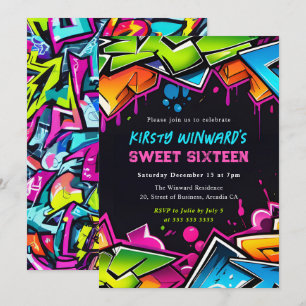 Moderne Street Art Graffiti Sweet Sixteen Einladung