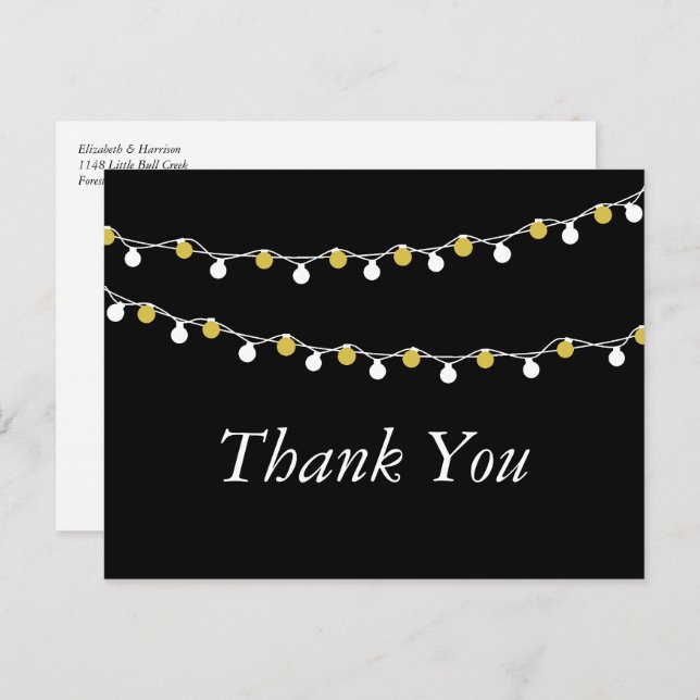 Moderne Streichlichter, White/Gold Hochzeit Vielen Postkarte (Vorne/Hinten)