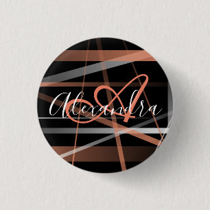 Moderne Streifen Abstract Pattern Korallen Monogra Button