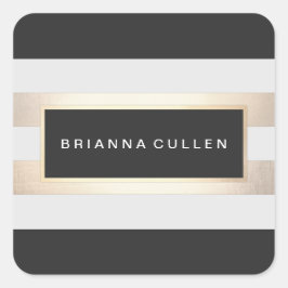 Moderne Streifen aus Gold und Schwarz Quadratischer Aufkleber