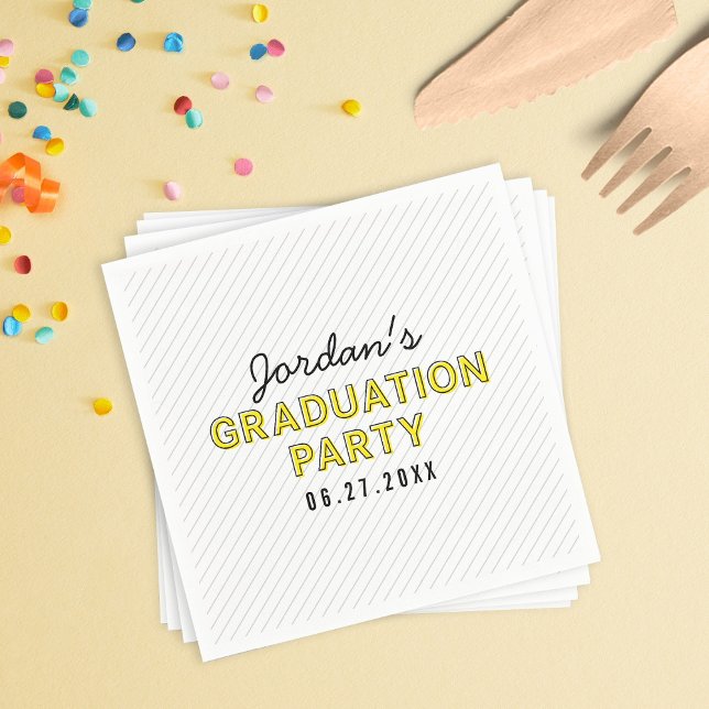 Moderne Streifen Gelbe Graduierungsparty Serviette (Von Creator hochgeladen)