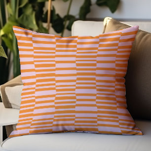 Moderne Streifen Geometrisches Muster Rosa Orange Kissen