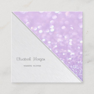 Moderne Streifen, Glittery Bokeh Quadratische Visitenkarte