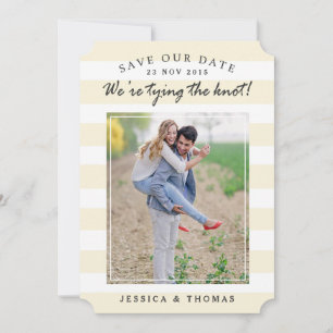 Moderne Streifen in Beige und Weiß FOTO SAVE THE Save The Date