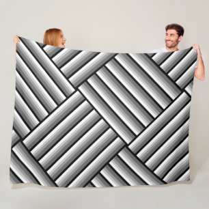Moderne Streifen in Schwarz, Weiß und Grau - cool Fleecedecke