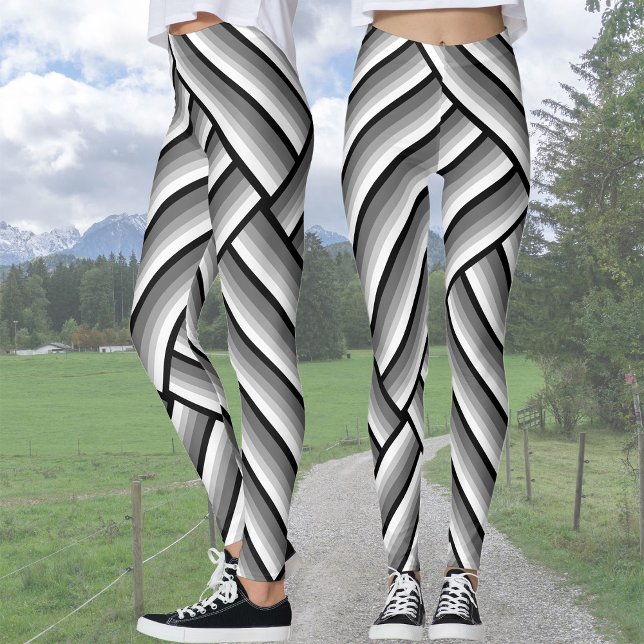 Moderne Streifen in Schwarz, Weiß und Grau - cool Leggings (Von Creator hochgeladen)