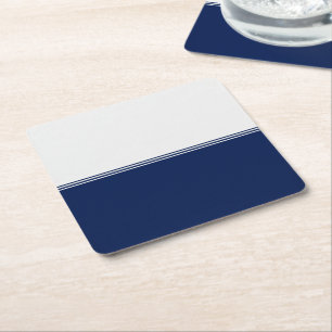 Moderne Streifen-Marine-Blau-Gewohnheit Rechteckiger Pappuntersetzer