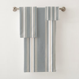 Moderne Streifen, Minimalistisch blau und cremefar Badhandtuch Set