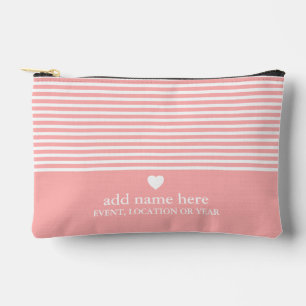 Moderne Streifen mit hochwertiger Herzmonogramm Zubehörtasche