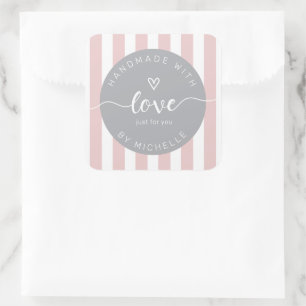Moderne Streifen mit Monogramm aus Liebe Quadratischer Aufkleber