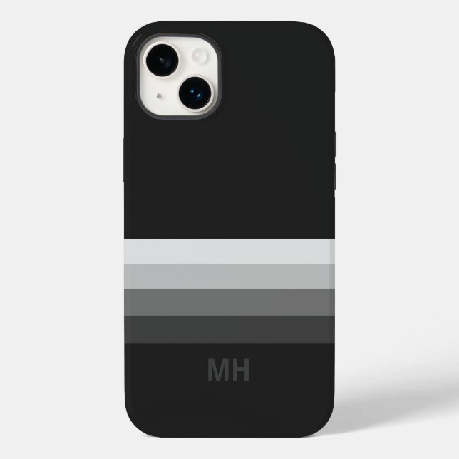 Moderne Streifen-Monogramm-iPhone-14-Hülle Case-Mate iPhone Hülle (Rückseite)