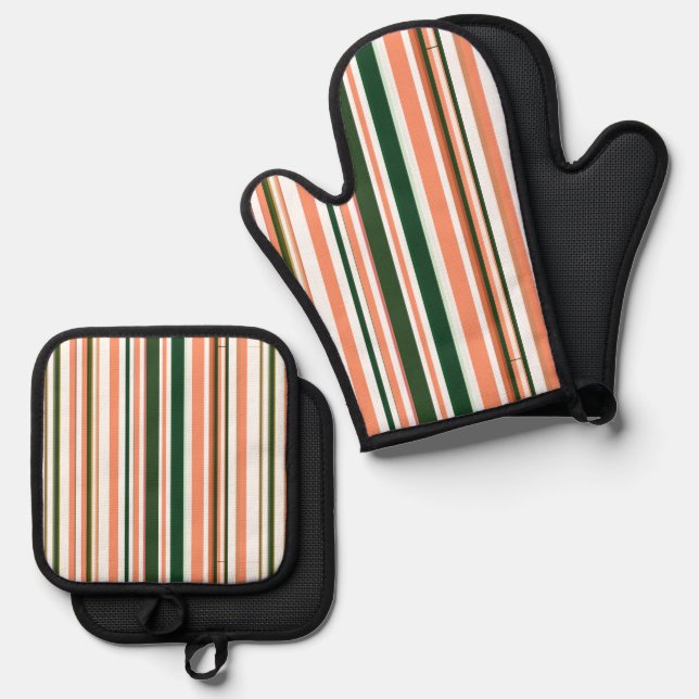 Moderne Streifen Ofenhandschuh & Topflappen-Set (Vorderseite/Rückseite)