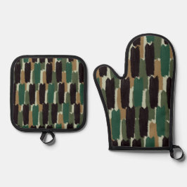 Moderne Streifen Ofenhandschuh & Topflappen-Set