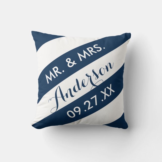 Moderne Streifen, Personalisiert, Kissen/Navy Kissen (Vorderseite)