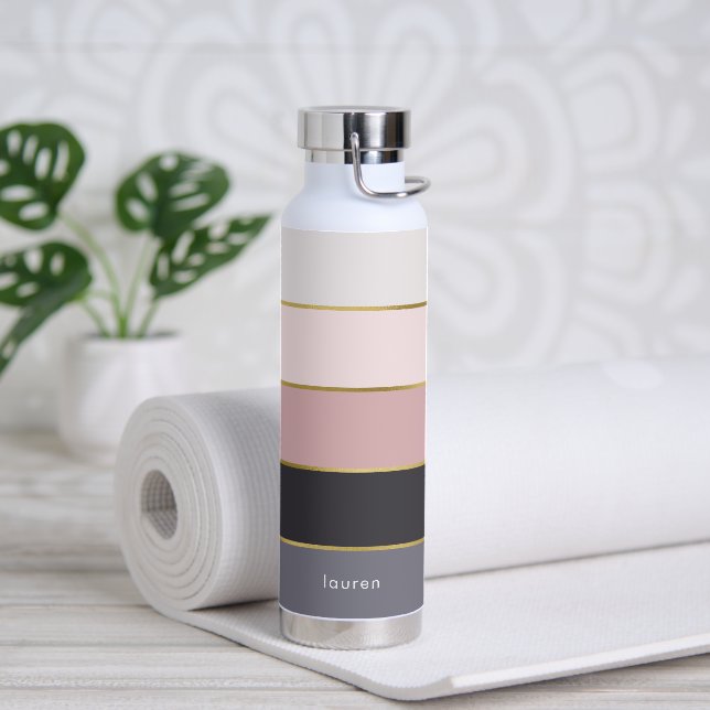 Moderne Streifen Personalisiert Trinkflasche (Yoga)
