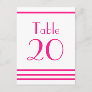 Moderne Streifen-Tischnummern (Hot Pink) Postkarte