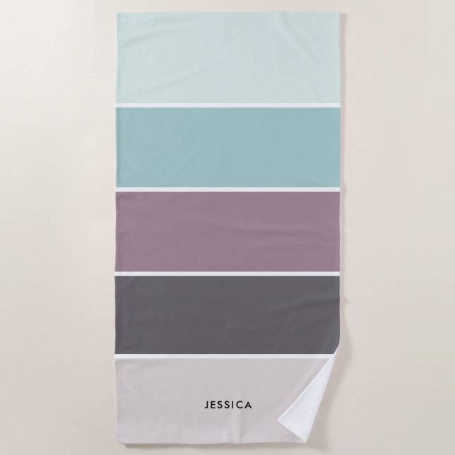 Moderne Streifenmuster Personalisiert Strandtuch (Vorderseite)