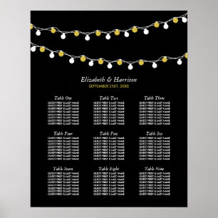 Moderne String-Leuchten, White & Gold-Seekarte Poster