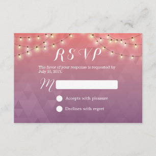 Moderne String Lights Elegante Wedding UAWG RSVP Karte