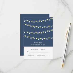Moderne Stringlichter, Gelbe & Weiße Hochzeit RSVP Karte