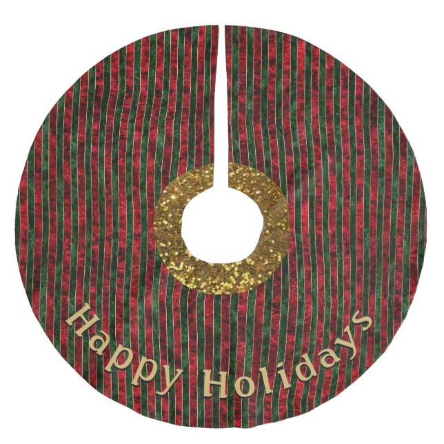 Moderne Strip Red Green Pattern Persönliche Nachri Polyester Weihnachtsbaumdecke (Vorderseite)