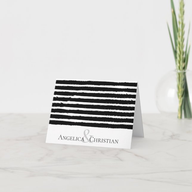 Moderne Stripes Paare Personalisiert Stationery Dankeskarte (Vorderseite)