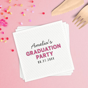 Moderne Stripes Pink Graduation Party Serviette