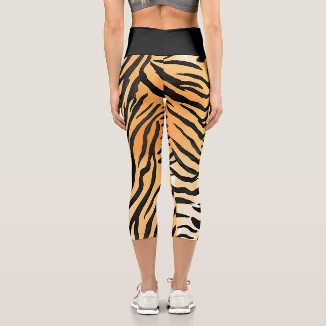 Moderne Stripte Tigerfelle Print big cats feline a Capri Leggings (Rückseite)
