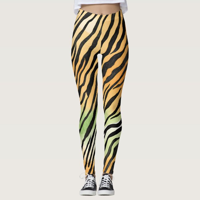 Moderne Stripte Tigerfelle Print big cats feline a Leggings (Vorderseite)