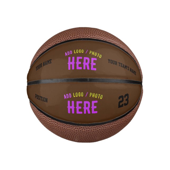 MODERNE, STYLISCH BROWN BROWN ÜBERPRÜFTE MARKENZEI MINI BASKETBALL (Vorderseite)