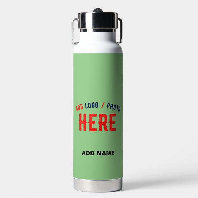 MODERNE STYLISCH MINT GREEN ÜBERPRÜFT MARKIERT TRINKFLASCHE (Vorderseite)
