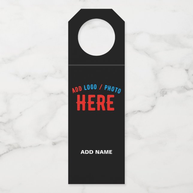 MODERNE, STYLISCH ZOLLBARE, SCHWARZE VERIFIZIERTE  FLASCHENANHÄNGER (Vorderseite)