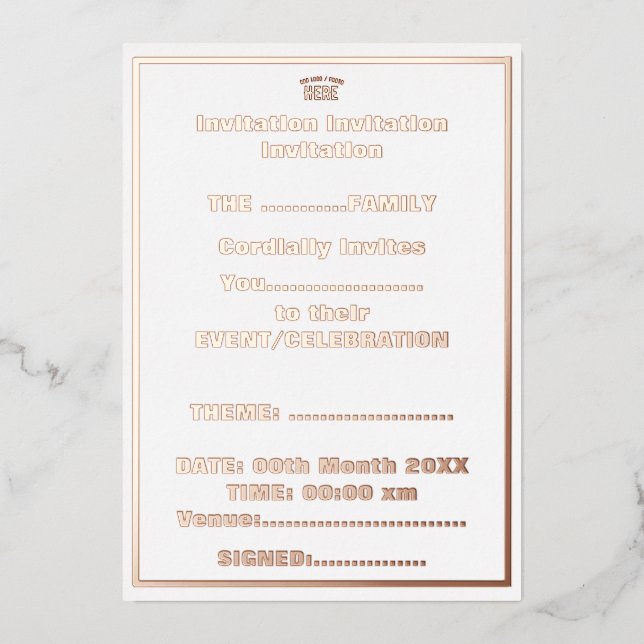 MODERNE, STYLISCH ZOLLBARE WEISSE, ÜBERPRÜFT MARKI FOLIENEINLADUNG (Vorderseite)