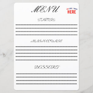 MODERNE, STYLISCH ZOLLBARE WEISSE, ÜBERPRÜFT MARKI MENÜKARTE