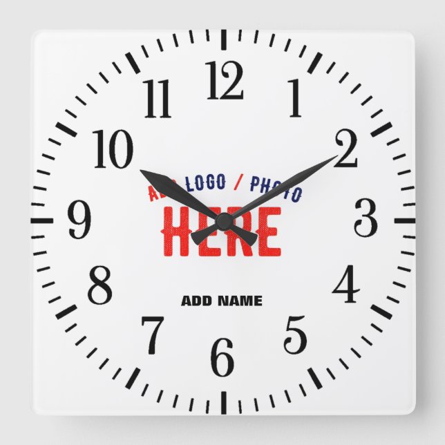 MODERNE, STYLISCH ZOLLBARE WEISSE, ÜBERPRÜFT MARKI QUADRATISCHE WANDUHR (Vorderseite)