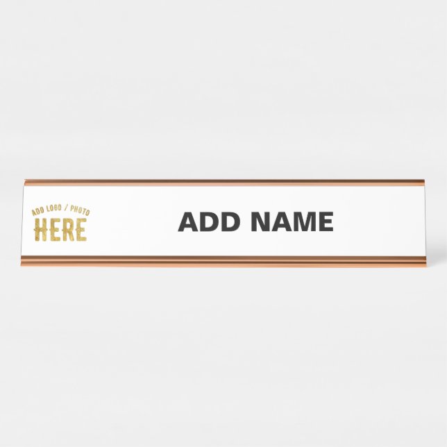 MODERNE, STYLISCH ZOLLBARE WEISSE, ÜBERPRÜFT MARKI SCHREIBTISCHNAMENSPLAKETTE (Vorderseite )