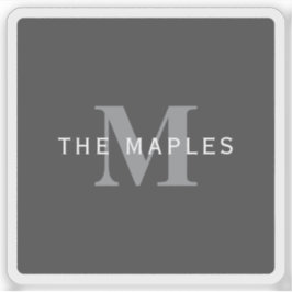 Moderne, stylische dunkelgraue Monogramm und Name Aufkleber