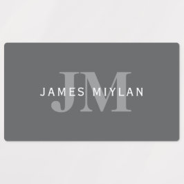 Moderne, stylische dunkelgraue Monogramm und Name Etiketten