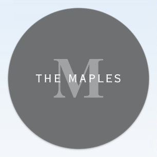 Moderne, stylische dunkelgraue Monogramm und Name Etiketten