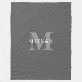 Moderne, stylische dunkelgraue Monogramm und Name Fleecedecke