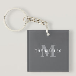 Moderne, stylische dunkelgraue Monogramm und Name Schlüsselanhänger