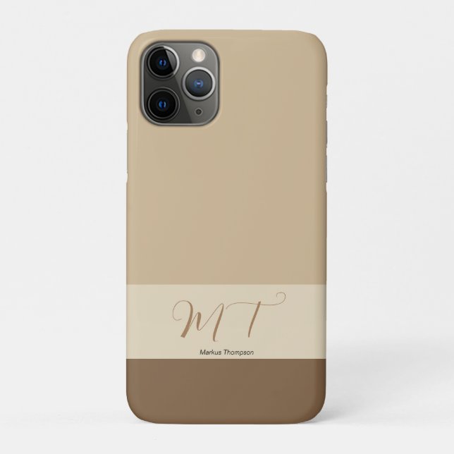 Moderne stylische Erdtonfarben Monogramm-Initialen Case-Mate iPhone Hülle (Rückseite)