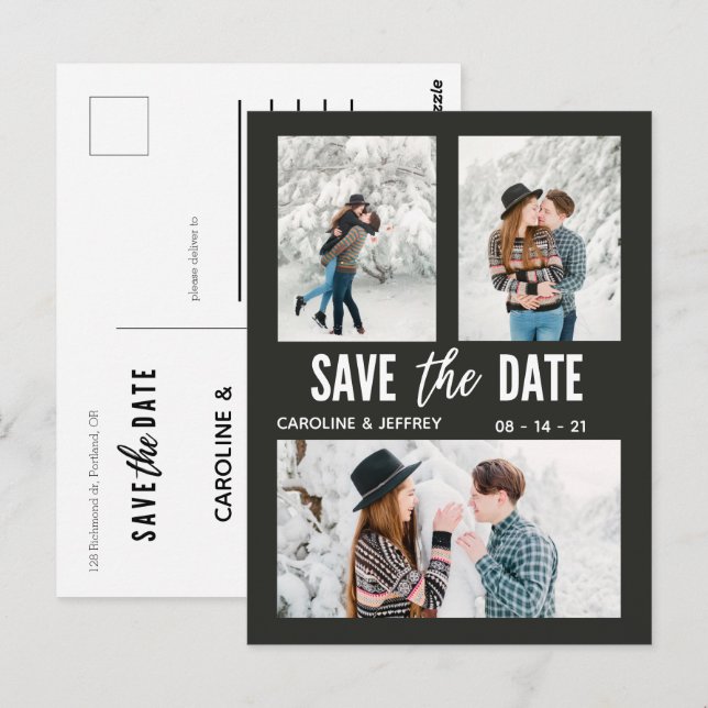 moderne, stylische Multi-Foto-Postkarte Save the D Postkarte (Vorne/Hinten)