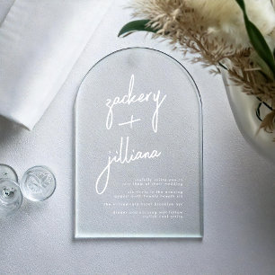 Moderne Stylische Namen Weiße Hochzeit Acryleinladungen