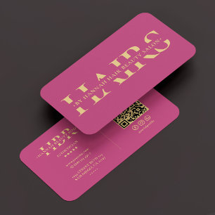 Moderne Stylist Monogram Haare Ästhetisch Rosa Visitenkarte