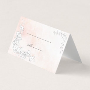 Moderne, subtile Blush Bloral Hochzeitskarte