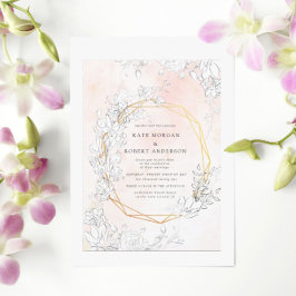 Moderne, subtile Blush Gold Blumenladen Einladung