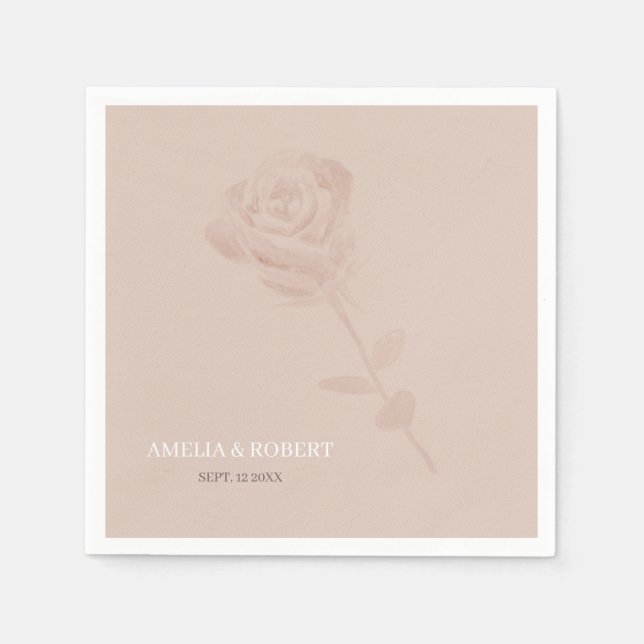 Moderne, subtile Blush Pink Hochzeit Serviette (Vorderseite)