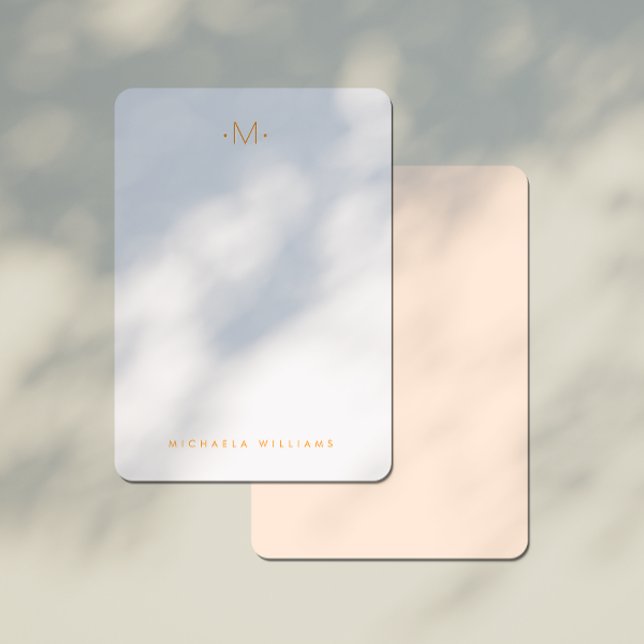 Moderne, subtile Mit Monogramm Initial- und Namens Mitteilungskarte (Von Creator hochgeladen)
