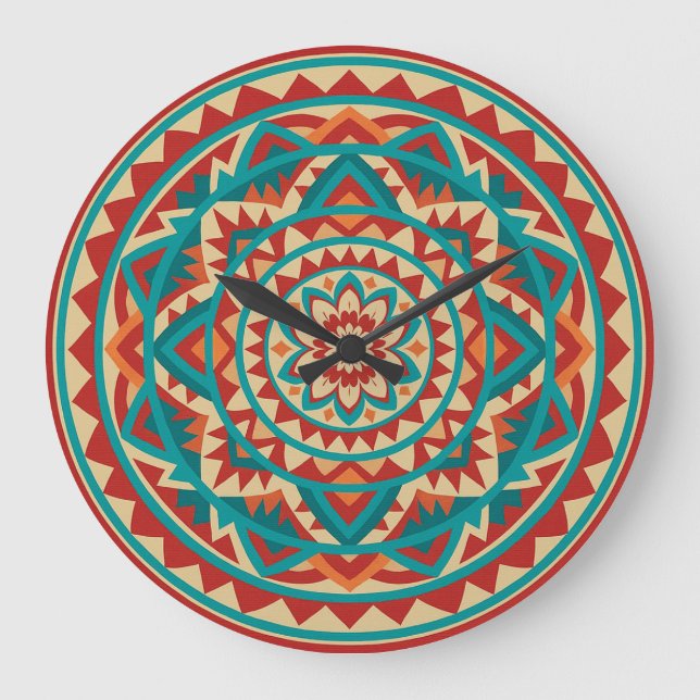 Moderne Südwest-Mandala Große Wanduhr (Vorderseite)